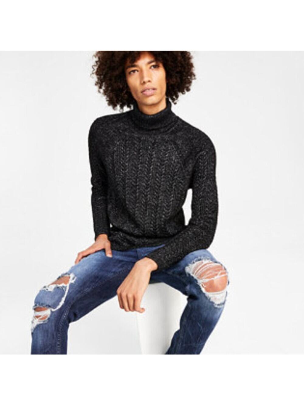 INC Mens Metallic Cable Knit Turtleneck Size XXL